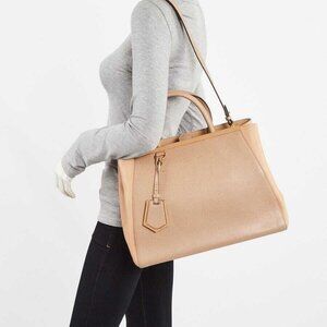 Fendi Beige Saffiano Leather Medium Sac 2jours Elite Tote Bag